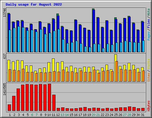 Daily usage for August 2022