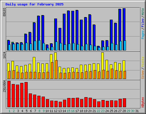 Daily usage for February 2025